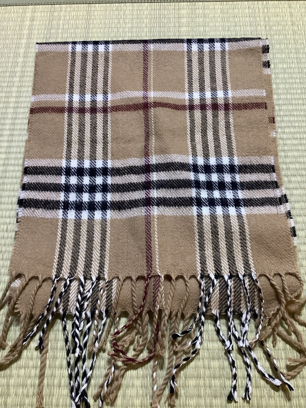 Vintage Pierre Cardin Classic Plaid Fringe Scarf Unisex